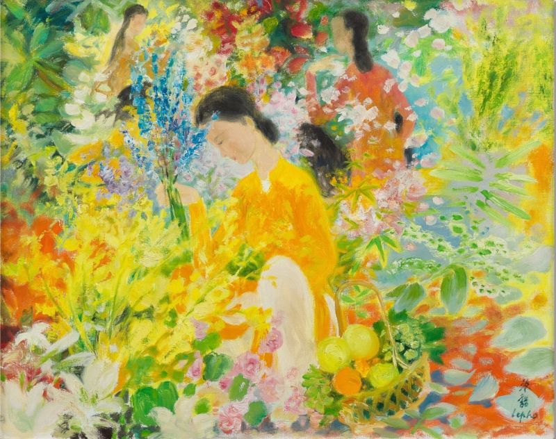 Bức tranh Chợ hoa 