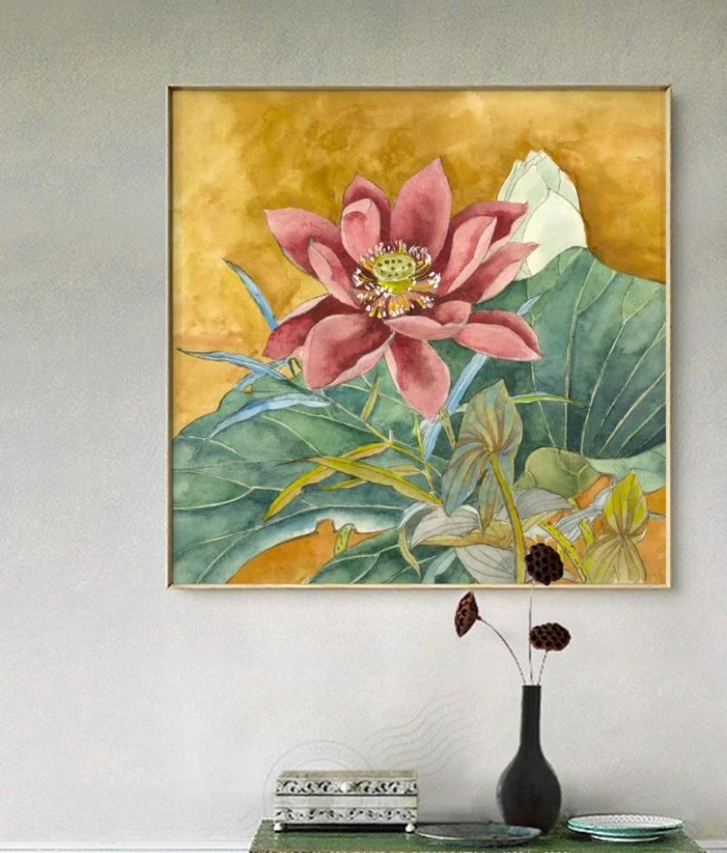 Tranh canvas hoa Sen nghệ thuật