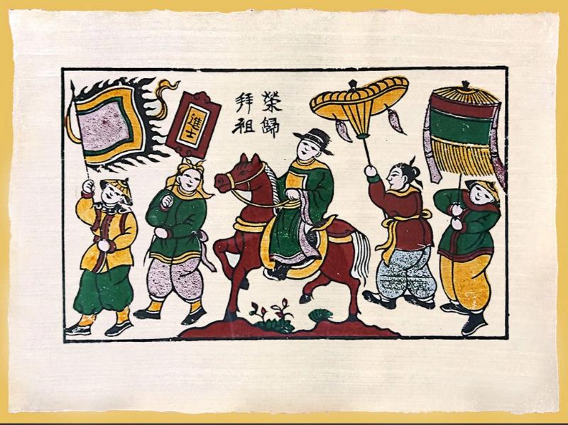 Tranh Đông Hồ Vinh Quy Bái Tổ