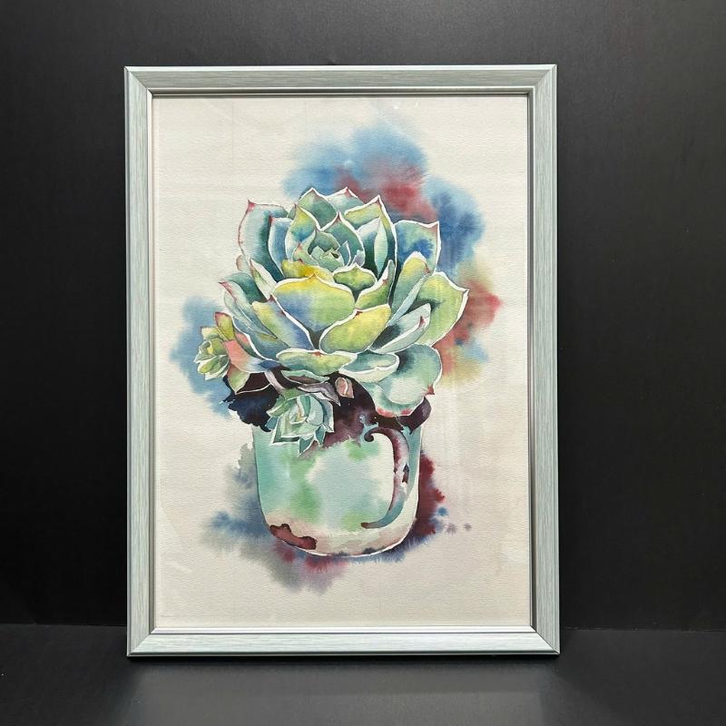 Tranh sen đá màu nước