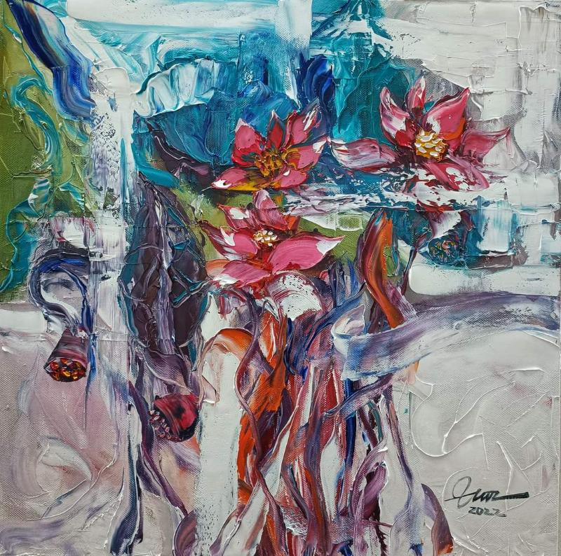 Tranh sơn dầu hoa Sen Đá