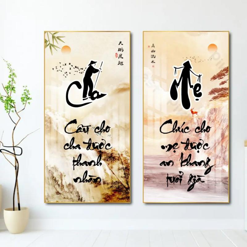 Tranh thư pháp chữ Cha Mẹ