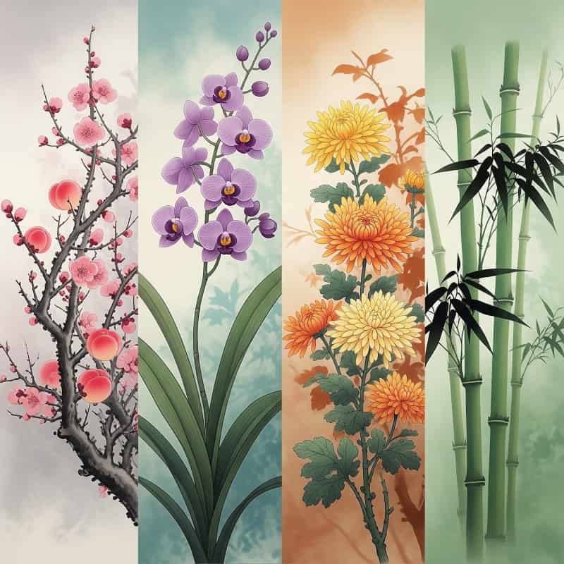 Tranh tứ quý Mai Lan Cúc Trúc 3
