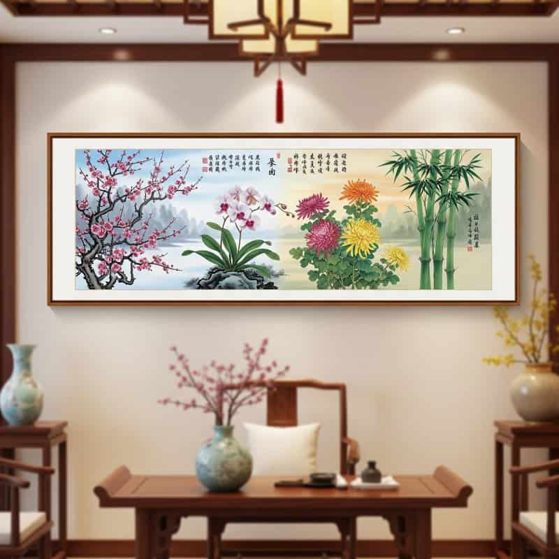 Cách treo tranh tứ quý Mai Lan Trúc Cúc