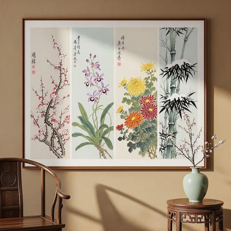 Tranh tứ quý Mai Lan Cúc Trúc 5