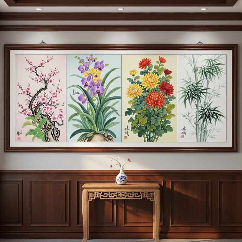 Tranh tứ quý Mai Lan Cúc Trúc 1