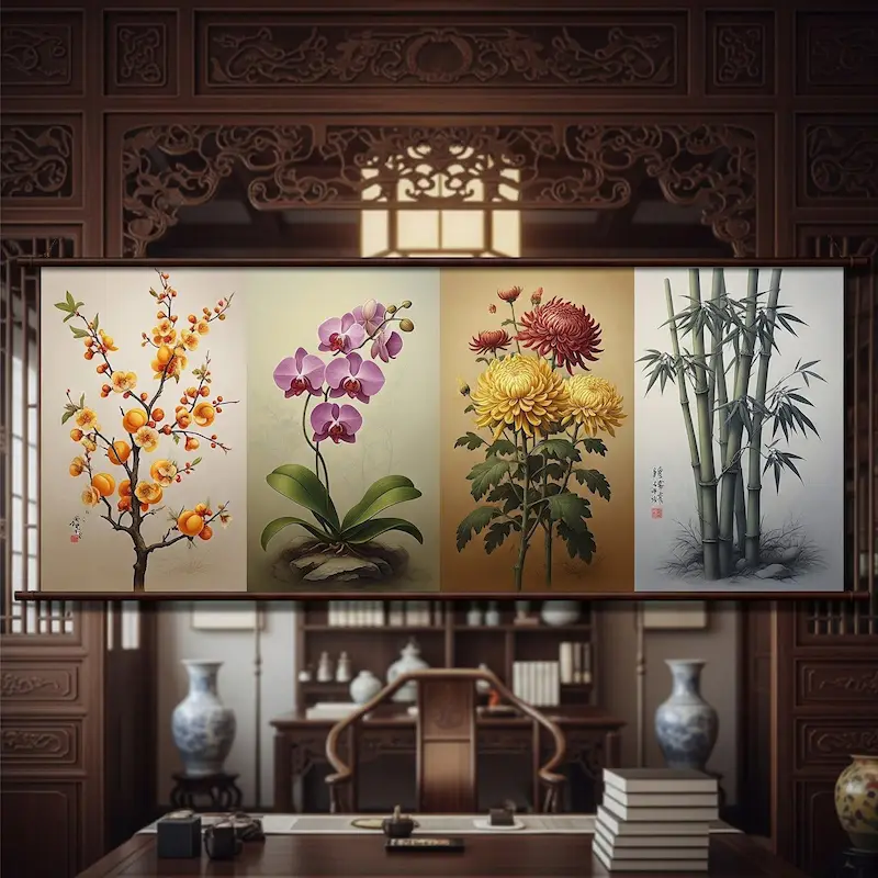 Tranh tứ quý Mai Lan Cúc Trúc 6