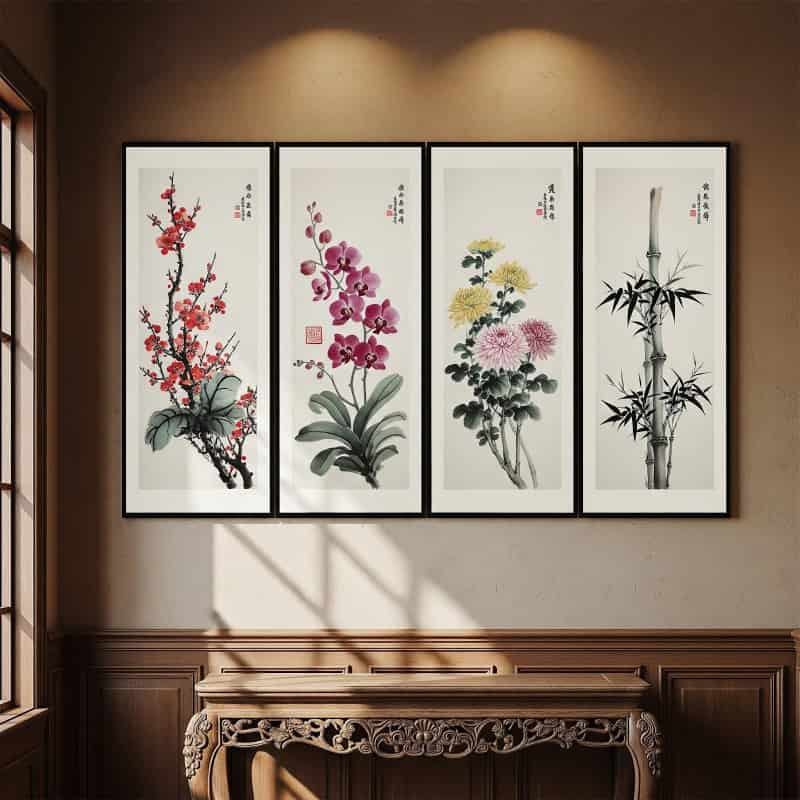 Tranh tứ quý Mai Lan Cúc Trúc 2