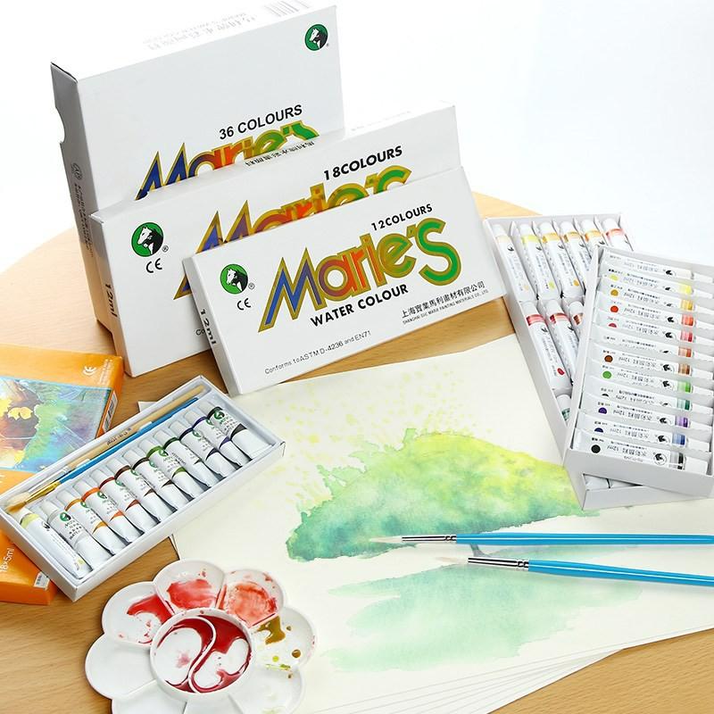Màu nước Marie’s có chất lượng mức cơ bản phù hợp với vẽ thử nghiệm