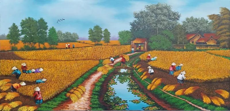 Tranh đồng quê không chỉ mang vẻ đẹp mộc mạc mà còn gợi lại ký ức tuổi thơ, sự gắn bó với quê hương và gia đình