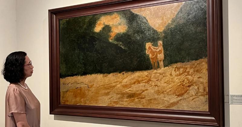 Tranh Hồ Chủ Tịch qua suối