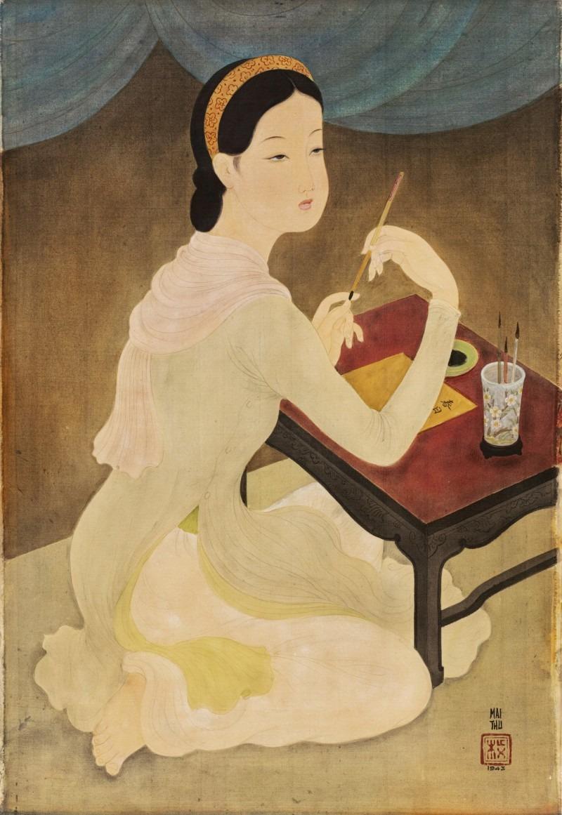 Tranh Cô Gái Làm Thơ