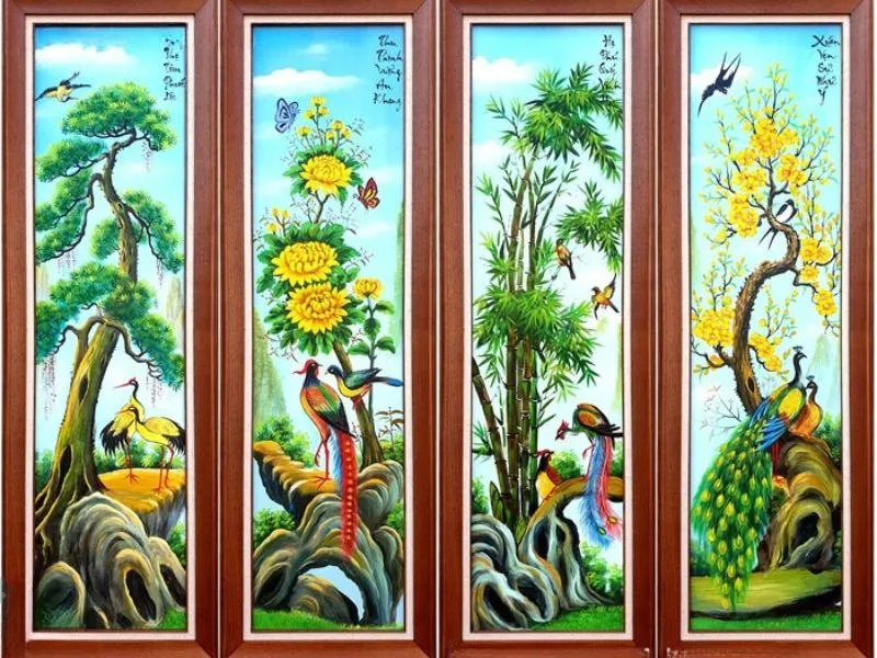 Tìm hiểu về tranh tùng cúc trúc mai