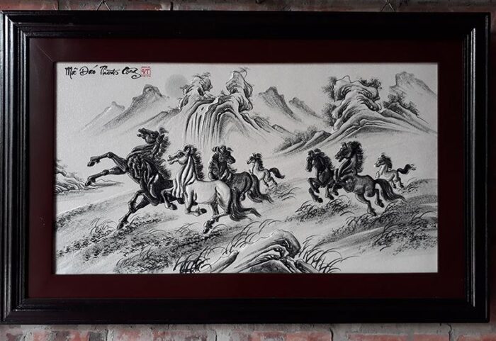 Tranh Bát Mã Thư Pháp (Mã đáo thành công)