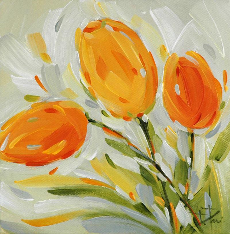 Tranh bộ ba hoa Tulip