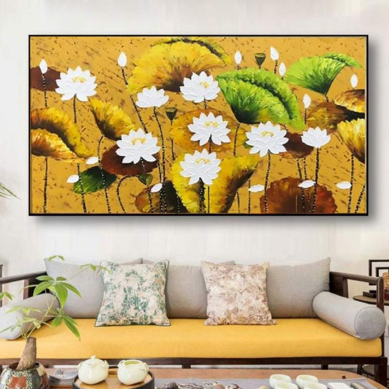 Tranh canvas hiện đại chủ đề hoa sen mang đến cảm giác thư giãn