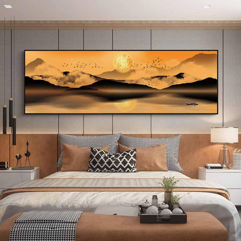 Tranh canvas cảnh hoàng hồn trên sông thơ mộng