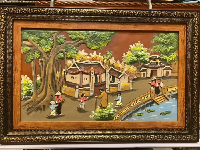 tranh cây đa giếng nước sân đình