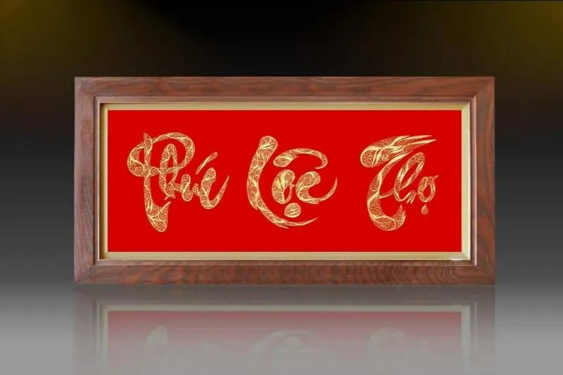 Tranh Phúc Lộc Thọ mạ vàng 24K mang giá trị phong thủy cao