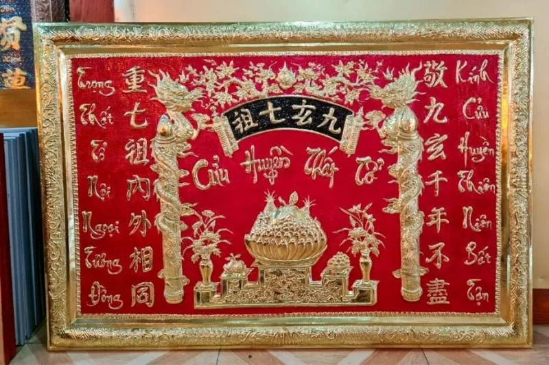 Tranh thờ Cửu Huyền Thất Tổ bằng đồng mang đến sự uy nghiêm, bền vững