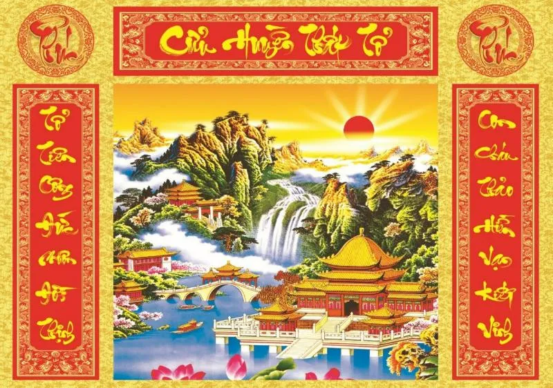 Tranh thờ Cửu Huyền Thất Tổ bằng in ấn cao cấp có chi phí hợp lý