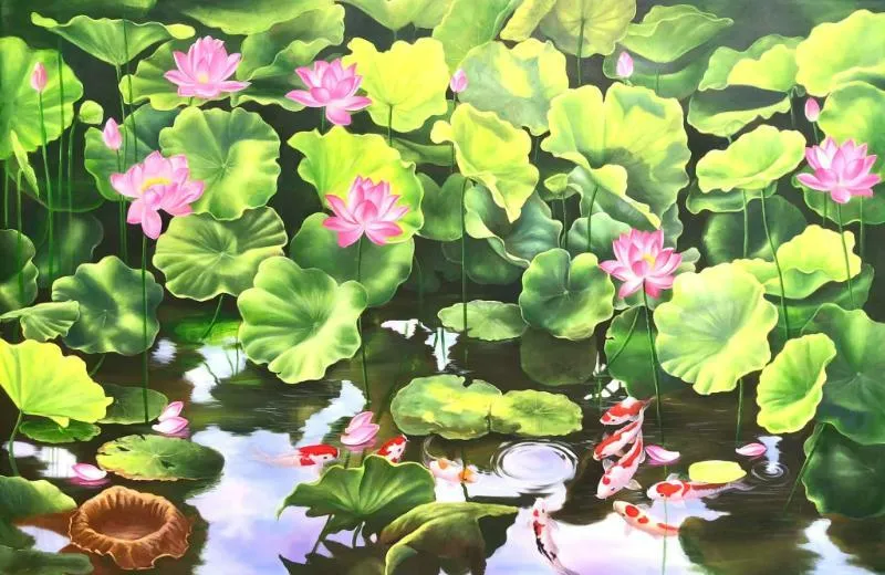 Tranh Cửu Ngư Quần Hội chứa thông điệp sung túc, phúc lộ trọn vẹn