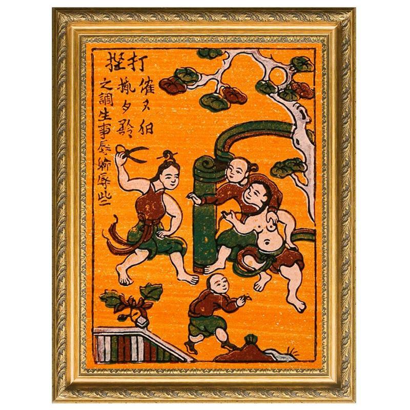 Tranh "Đánh Ghen" của dòng tranh Đông Hồ khắc họa người vợ bắt quả tang chồng ngoại tình và xử lý "người thứ ba" ngay giữa nơi công cộng