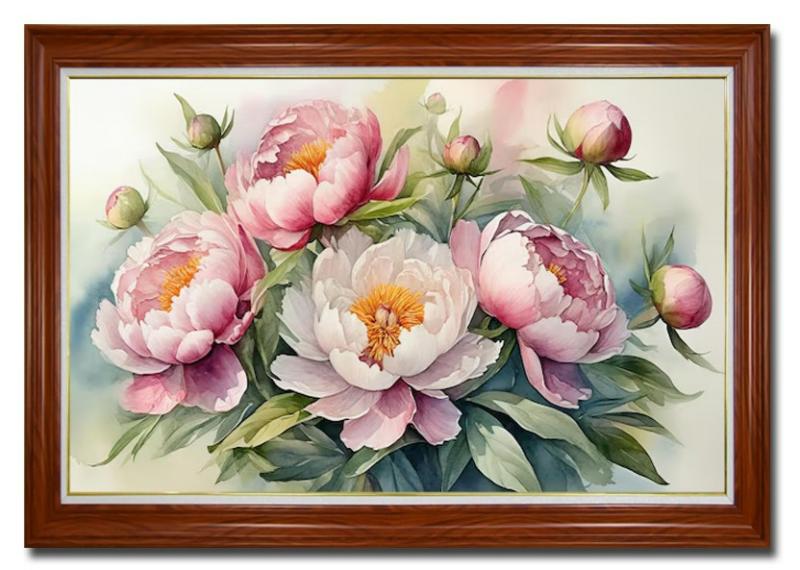 Tranh Hoa Mẫu Đơn sắc hồng mang lại hạnh phúc và sự viên mãn