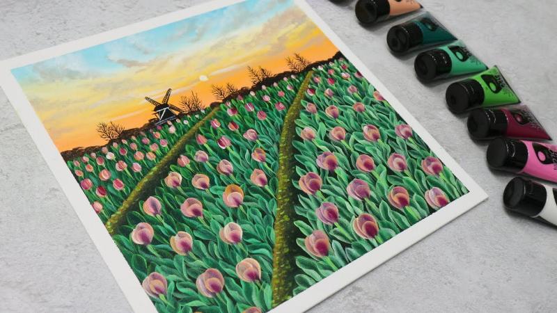 Tranh hoa Tulip Acrylic