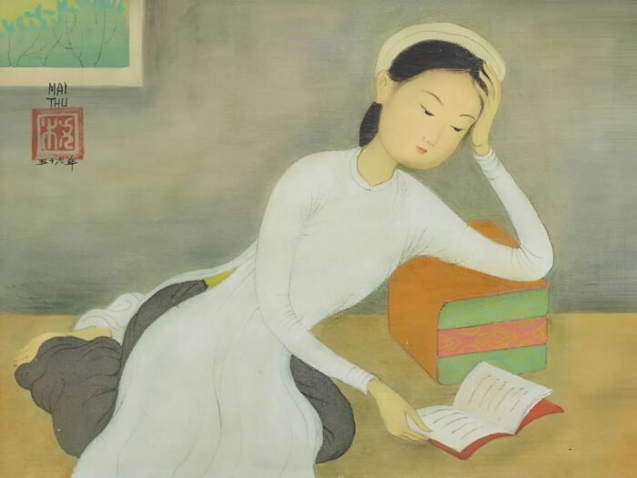 tranh lụa mai trung thứ