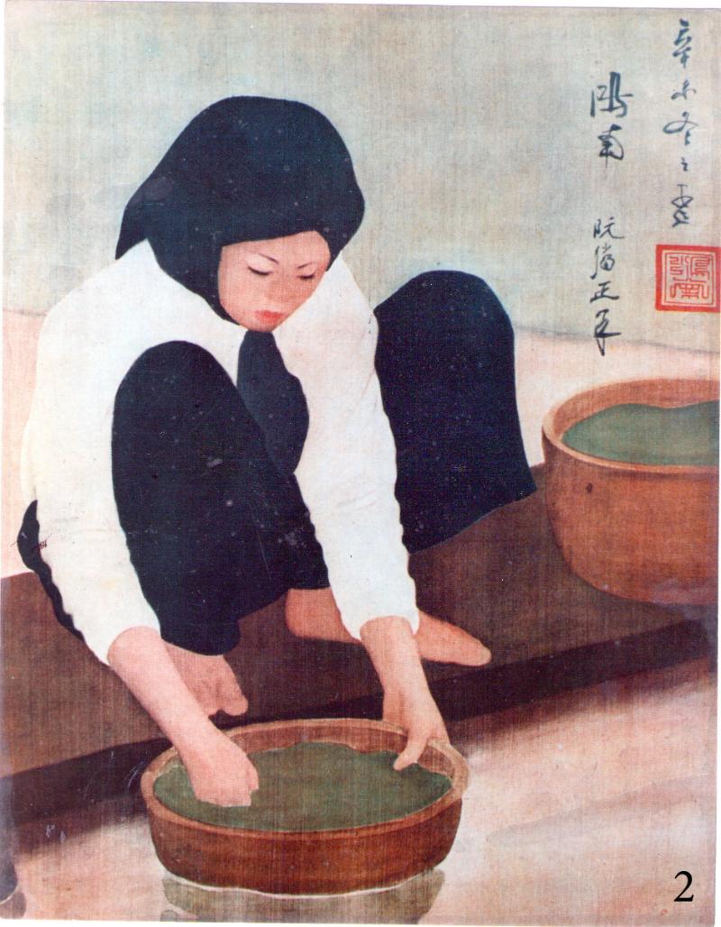 Tranh người phụ nữ rửa rau