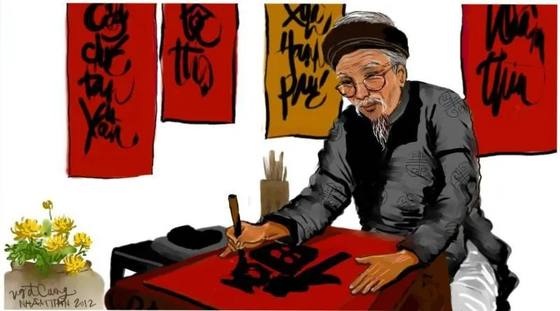 Tranh ông đồ cho chữ ngày tết