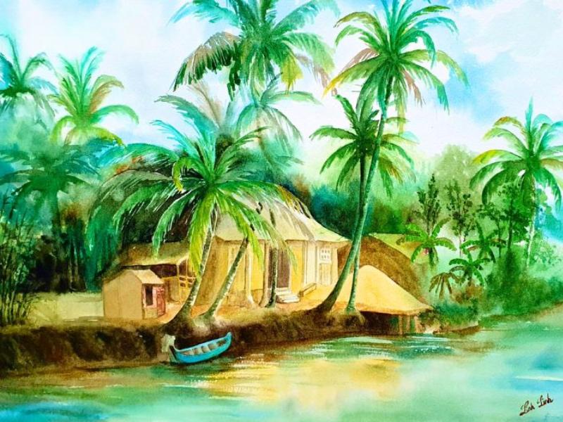 Tranh phong cảnh quê hương sông nước