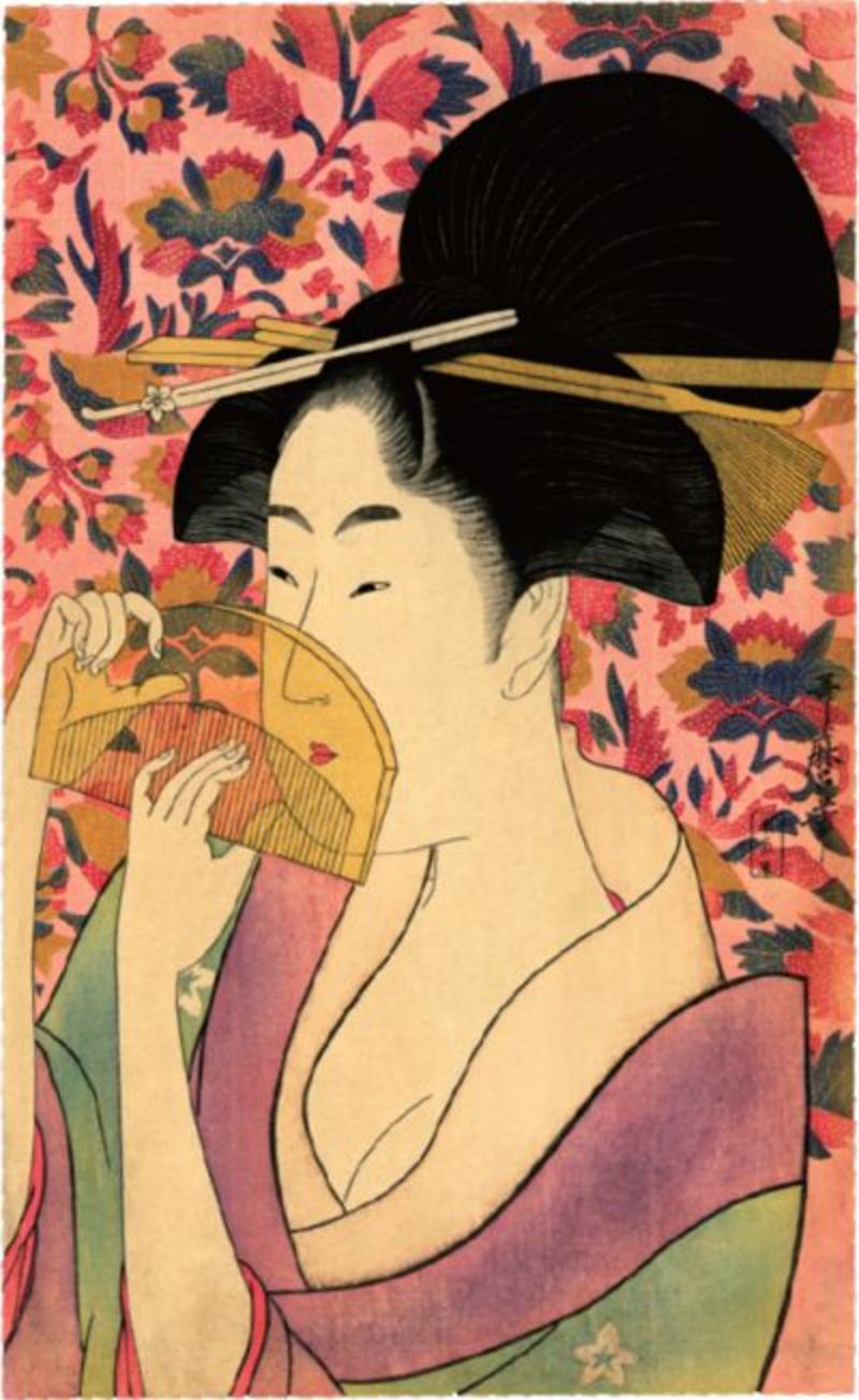 Bức tranh "Mỹ nhân và cây lược" - Tác giả Utamaro Kitagawa