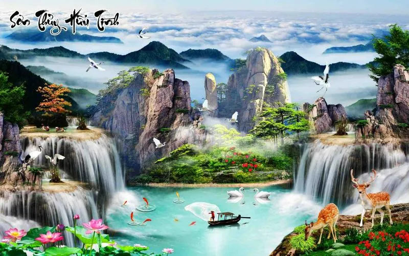 Tranh Sơn Thủy Hữu Tình giúp gia chủ có cuộc sống sung túc, công việc thuận lợi