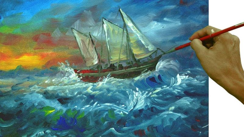 Tranh thuận buồm xuôi gió giữa biển khơi