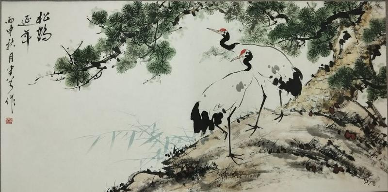 Tranh thủy mặc Tùng Hạc Diên Niên