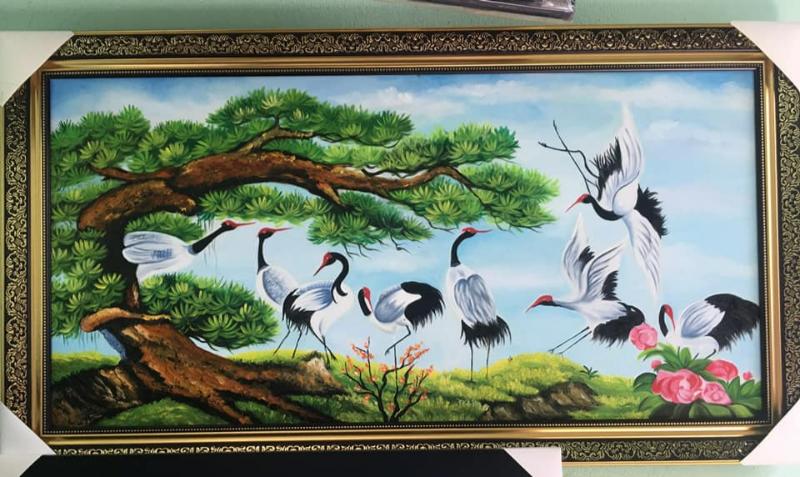 Tranh Tùng Hạc Diên Niên, mang lại sự trường thọ và bình an cho gia đình