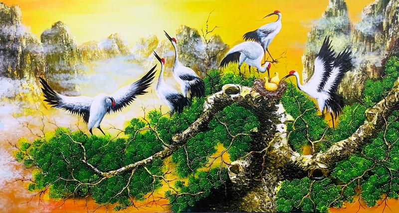 Tranh Tùng Hạc Diên Niên là biểu tượng của sự trường thọ, trí tuệ và bình an