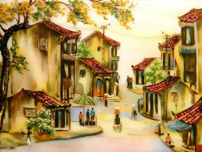 tranh vẽ Phố Cổ Hội An đơn giản