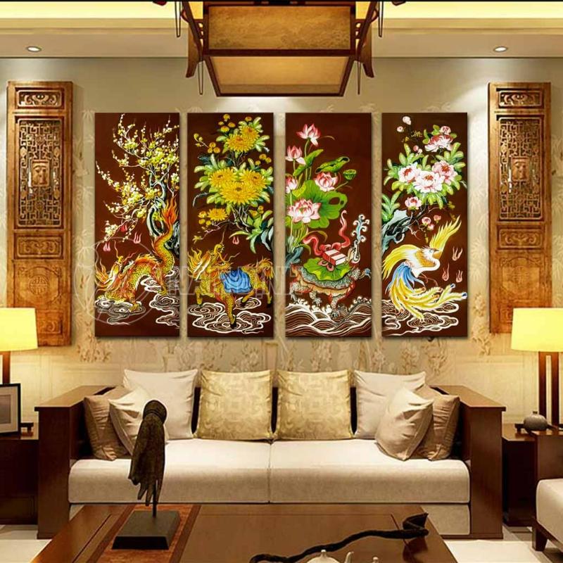 Treo tranh tứ linh hợp phong thủy