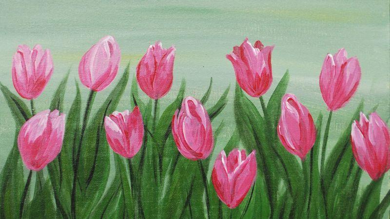 Vẽ tranh hoa Tulip đẹp ấn tượng