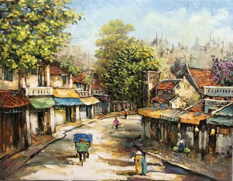 Vẽ tranh Phố Cổ đơn giản