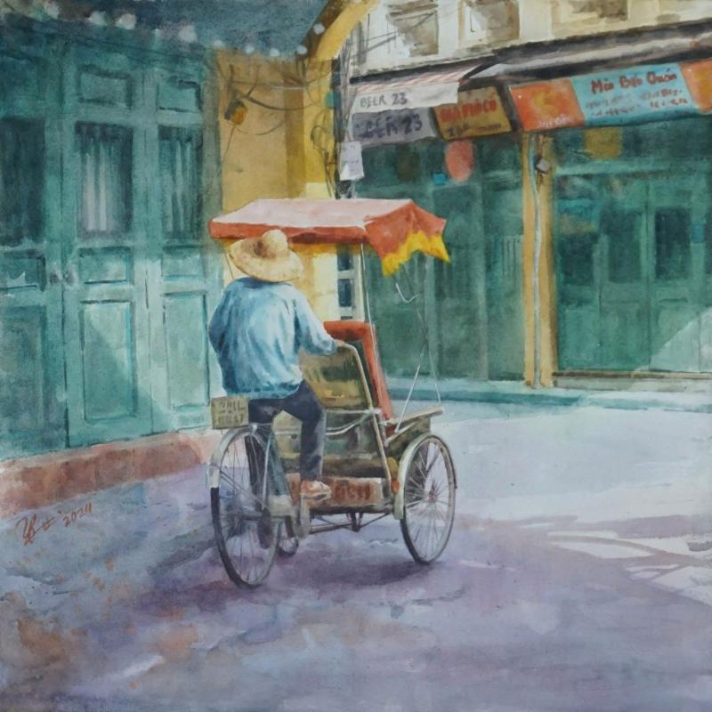 Tranh màu nước phong cảnh làng quê
