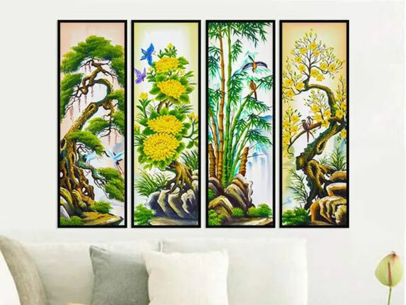 Vị trí treo tranh tùng cúc trúc mai theo phòng khách