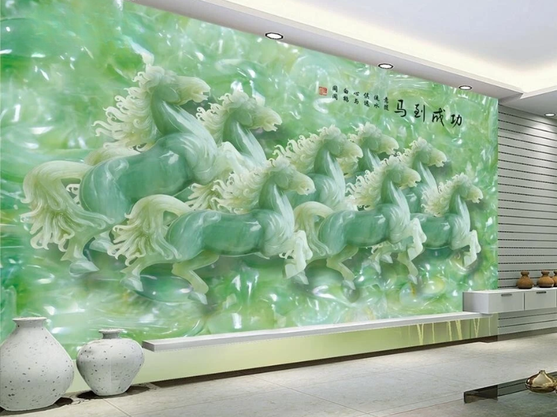 Tranh Mã Đáo Thành Công 3D được làm từ đá cẩm thạch xanh
