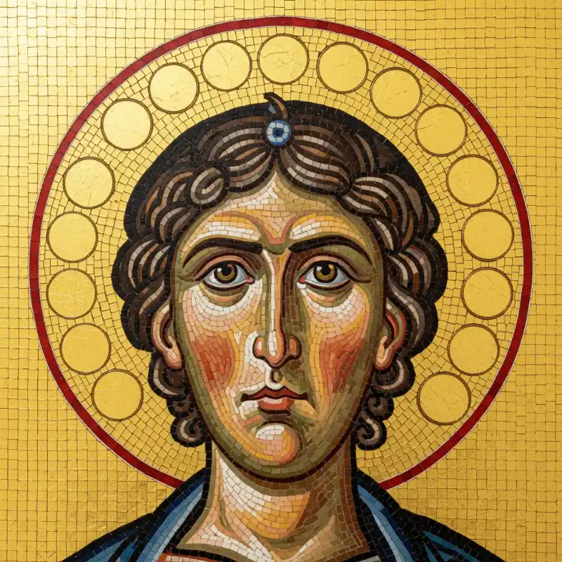 Tranh mosaic chân dung thánh thần, nền vàng