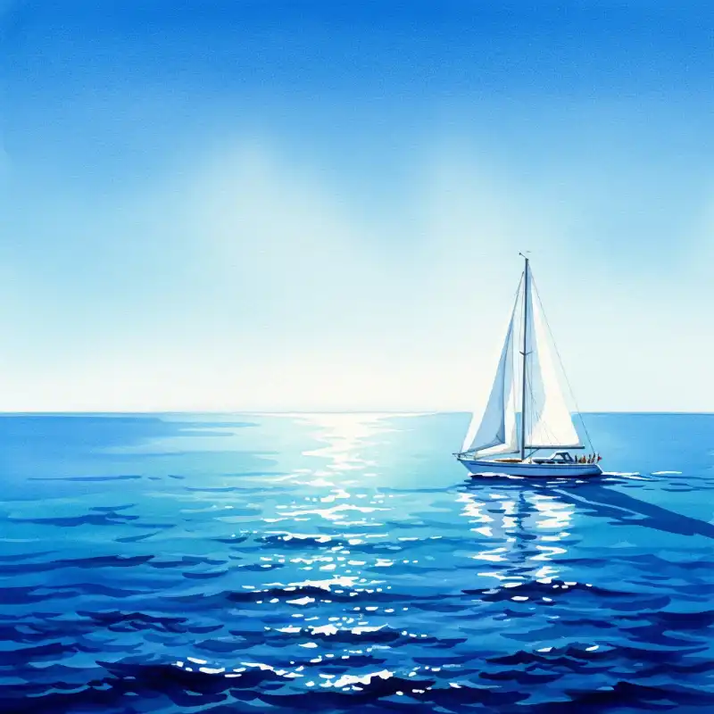Tranh Thuận Buồm Xuôi Gió thuyền buồm lướt trên biển xanh nắng.