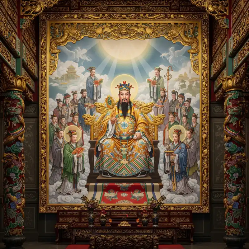 Tranh thờ ngọc Hoàng và chư vị thần tiên