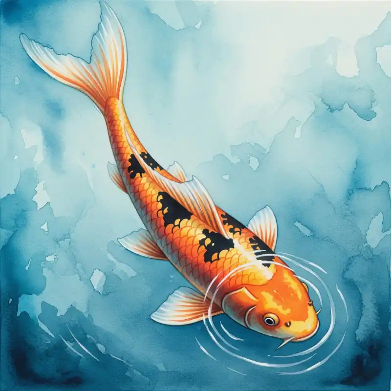 Tranh Cá Chép Cá Chép vàng đen bơi dưới nước.